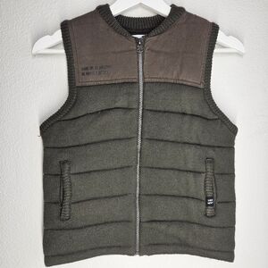Zara Kids Olive Green Knit‎ Vest, Boys Size 8-9